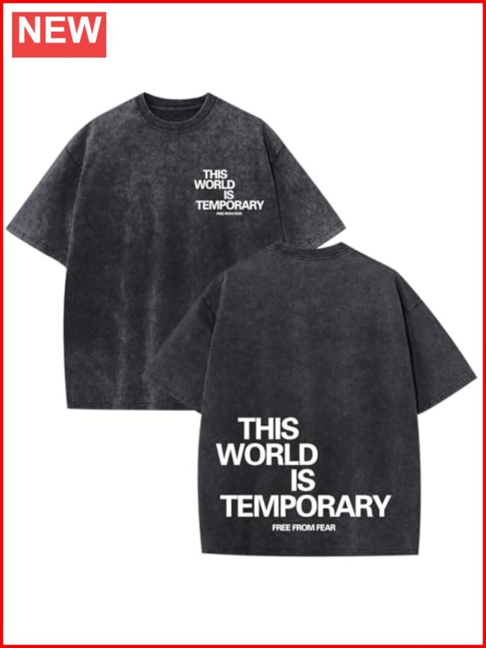 Men's Christian Bible Verse Graphic T-Shirt Cotton Oversized Acid Wash